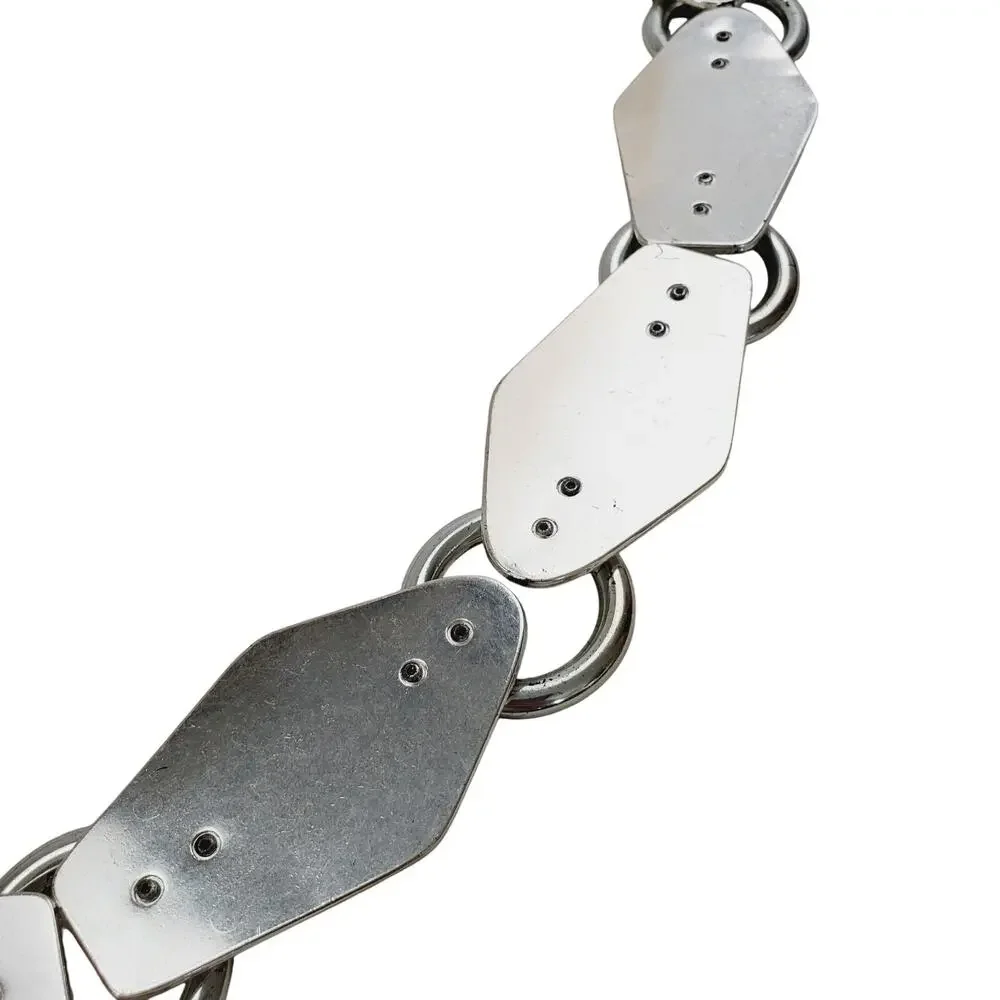 Rare Michael Kors Metal Link Belt Heavy Unisex Silver Gothic Rock Biker L/XL New